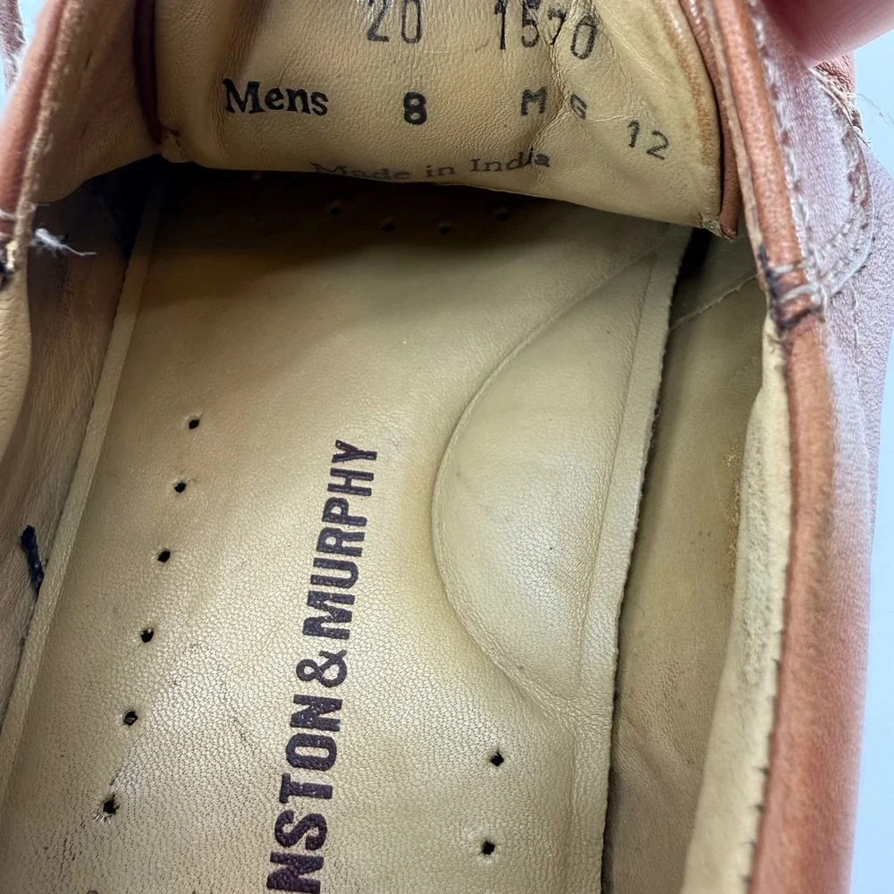 Johnston & Murphy Mens Brown Sheep‎ SkinLeather Oxford Dress Shoes Size 8 M